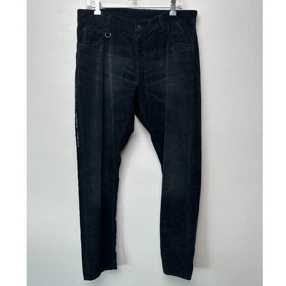 NWT Moncler 7 Fragment Corduroy Pants Black Men’s 48 Side Code Print - Picture 1 of 14
